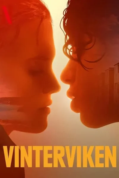 Dois perfis jovens se encaram. Silhueta do homem revela água, da mulher, prédios. Tons quentes criam um clima íntimo e dramático.