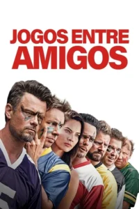 Sete pessoas,incluindo uma mulher,com uniformes de futebol americano e pinturas faciais,em fila contra um fundo branco.