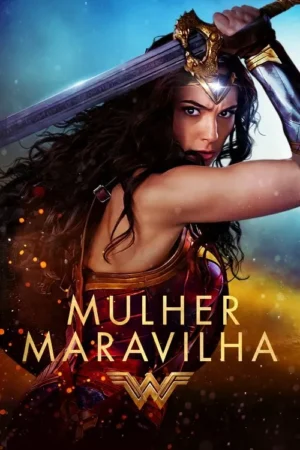 Mulher guerreira de cabelos escuros e armadura, empunhando uma espada, com olhar determinado contra um fundo ardente.