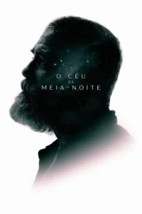 Silhueta escura de homem barbudo em perfil contra fundo branco. Interior com céu noturno estrelado. Clima cósmico e pensativo.