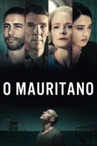 Quatro rostos sérios,divididos. Abaixo,um homem de uniforme de prisão olha para cima em um pátio cercado. Atmosfera sombria e dramática.