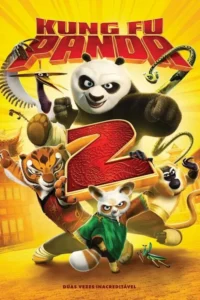 Panda sorridente com tigre,macaco,guindaste,panda-vermelho e cobra em poses de ação. Fundo chinês vibrante e ensolarado.