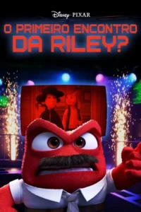 Um personagem vermelho e zangado com bigode reage a dois jovens adolescentes numa tela,enquanto fogos de artifício explodem.