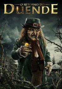 Criatura grotesca de chapéu,pele verde e barba,segurando uma moeda dourada. Fundo sombrio de floresta com galhos secos. Clima sinistro de horror.