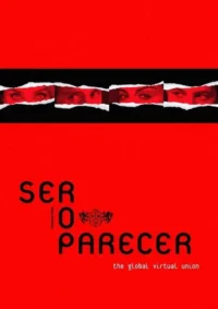 Pôster vermelho. Faixa preta central rasgada revela quatro pares de olhos em tons avermelhados,com um olhar intenso. Clima misterioso e dramático.
