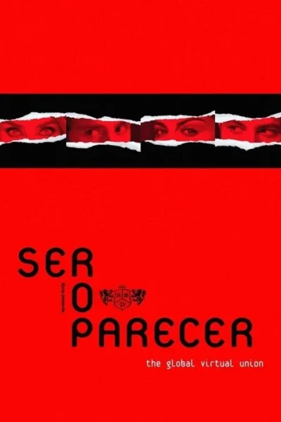 Pôster vermelho. Faixa preta central rasgada revela quatro pares de olhos em tons avermelhados, com um olhar intenso. Clima misterioso e dramático.