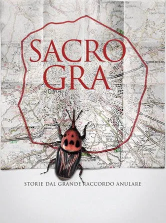 Mapa de cidade antigo com um grande contorno vermelho. Um besouro detalhado, de cabeça vermelha e corpo listrado, repousa no centro.