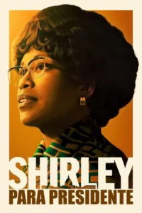 Mulher negra de óculos e penteado volumoso,com olhar determinado para cima. Fundo dourado. Sugere tema político e liderança.