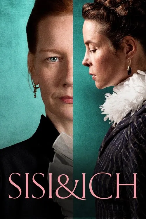 Sisi &I 1 Pôster de filme com duas mulheres em trajes históricos. Uma ruiva olha para frente;a outra,de perfil,parece pensativa. Fundo verde-azulado.