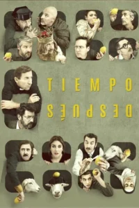 Diversos personagens e ovelhas espreitam de aberturas na parede,muitos segurando limões. Pôster com humor peculiar e elenco variado.