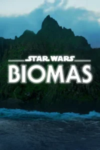 Pôster:Imponentes montanhas verde-escuras e um oceano agitado sob céu cinzento. Atmosfera grandiosa e misteriosa.