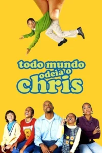 Pôster amarelo:Uma mão gigante segura um garoto negro no ar. Uma família de 5 pessoas olha para ele com expressões mistas,em tom cômico.
