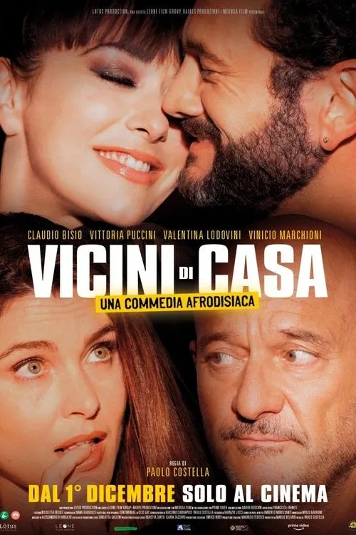 Vicini di casa 1 Close-ups de dois casais. Um sorri em intimidade,o outro parece tenso e surpreso. Clima de comédia romântica.