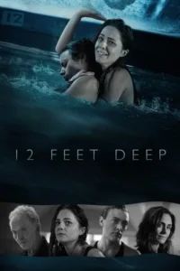 Duas mulheres aflitas em uma piscina escura, uma amparando a outra. Rostos tensos de outros personagens abaixo. Clima de desespero e confinamento.