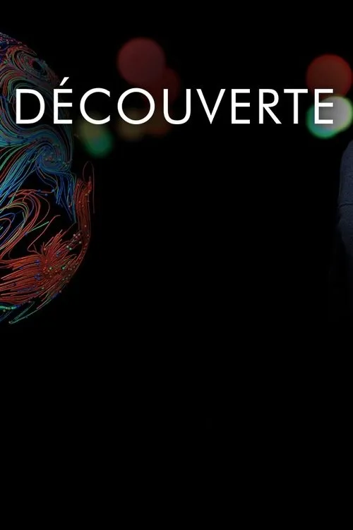 Pôster escuro. Esfera com linhas digitais coloridas à esquerda. Pessoa em roupa escura à direita. Luzes desfocadas ao fundo. Clima científico.