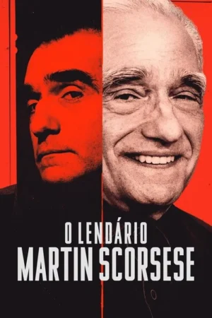 Imagem dividida verticalmente. À esquerda, um jovem sério e pensativo em tons escuros. À direita, um homem idoso sorridente em tons claros. Fundo vibrante vermelho.