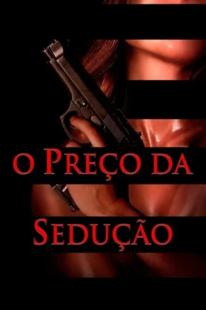 Mão feminina segura uma pistola em pôster escuro. Tons quentes revelam fragmentos de pele e cabelo ruivo, sugerindo suspense, sedução e perigo.
