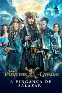 Pirata excêntrico com espada no centro,ladeado por 4 figuras. Fundo com ondas gigantes,tubarões e clima misterioso.