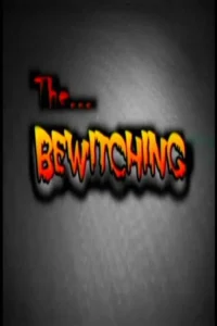 The Bewitching 7 Título em estilo gotejante vermelho e laranja, com letras menores acima, sobre fundo cinza escuro texturizado. Atmosfera de mistério.