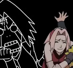 Mulher de cabelo rosa, envergonhada, segura o braço de outro com símbolo amarelo. Ao lado, uma figura em contorno branco grita em choque.