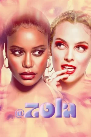 Duas mulheres com maquiagem marcante. A da esquerda tem pele escura, glitter nos olhos. A da direita, loira, tem maquiagem vermelha e dedo na boca. Fundo etéreo.