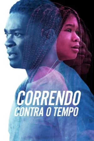 Um homem azul e uma mulher rosa com tranças, de perfil. Imagens sobrepostas criam um efeito de tempo ou movimento, com expressões sérias.