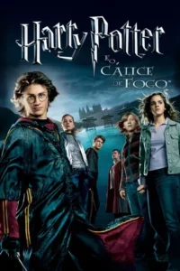 Pôster:jovem de óculos em primeiro plano,com outros cinco atrás,à beira d'água. Céu escuro,castelos ao fundo. Clima sombrio e misterioso.