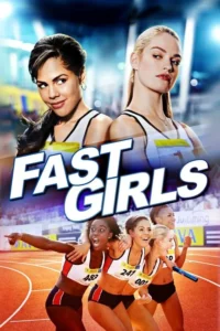 Duas mulheres focadas em close. Quatro atletas comemoram em pista, uma com bastão. Cenário esportivo e vibrante.