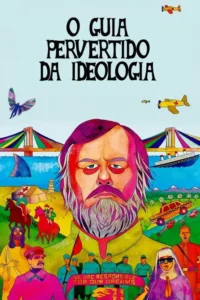Pôster surreal e vibrante. Homem barbudo sério ao centro,cercado por figuras religiosas,militares,acidentes,navio e aviões. Clima ideológico e crítico.