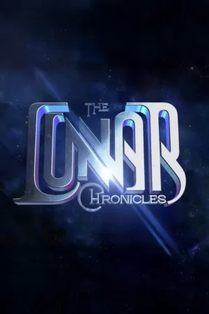 Logo metálico e brilhante flutua num céu noturno estrelado, com reflexos azuis e uma aura futurista.