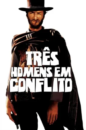 Homem de faroeste com chapéu, barba, charuto, poncho escuro e revólver. Olhar penetrante e pose confiante em fundo branco.