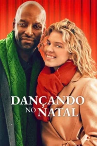 Um homem negro e uma mulher branca,sorrindo. Ele veste cachecol verde;ela,casaco bege e cachecol vermelho. Fundo vermelho festivo.