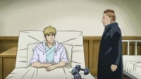 Fullmetal Alchemist:Brotherhood – T01E31:Uma Promessa de 520 Cens 3 Fullmetal Alchemist:Brotherhood. Havoc na cama de hospital,olhando sério. Mustang o visita,com halteres no chão. Clima tenso.