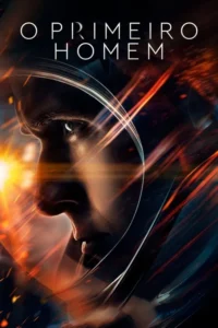 Homem de perfil usando capacete espacial. Fundo escuro com raios de luz laranja e vermelhos intensos,sugerindo ação e espaço.