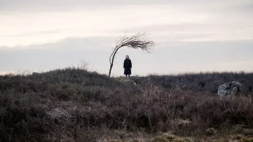 Aqui estão algumas opções concisas,com um placeholder para o nome do filme/série,mantendo o limite de 125 caracteres:Opção 1 (Foco na solidão):Pôster de [Nome da Série/Filme]:Mulher em casaco escuro sob árvore retorcida em paisagem árida,com céu nublado,evocando solidão. (117 caracteres) Opção 2 (Foco no clima):Pôster de [Nome da Série/Filme]:Uma mulher solitária em casaco escuro sob uma árvore em paisagem desolada e nublada,clima sombrio. (120 caracteres) Opção 3 (Mais direto):[Nome da Série/Filme] Pôster:Mulher em casaco escuro junto a árvore retorcida numa colina árida. Cenário e céu cinzento criam clima melancólico. (124 caracteres)